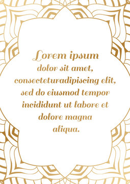 Golden rectangular border of flowing lines with a shaped edge.