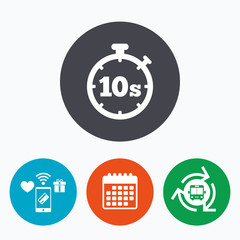 Timer 10s sign icon. Stopwatch symbol.