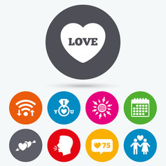 Valentine day icons. I love you ring sign.