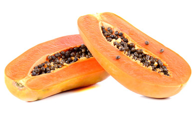 papaya on white background