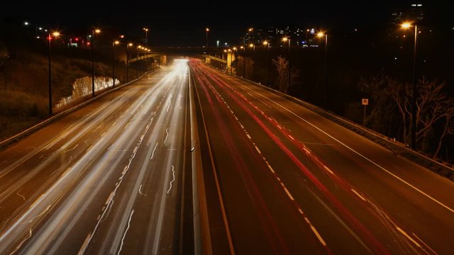 4K UltraHD Time-blended timelapse of night traffic in Toronto, Canada