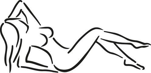 Sexy girl lying - caligraphy style