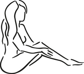 Sexy girl sitting - caligraphy style