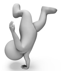 Handstand Character Means Physical Activity And Acrobat 3d Rende