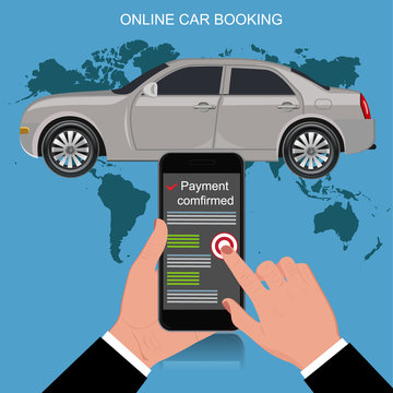 online car booking concept, vector illustration