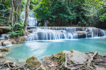 Deep forest waterfall in national park Thailand(Waterfall Huay Mae Kamin)
