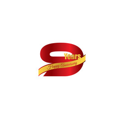 9 happy anniversary red golden ribbon
