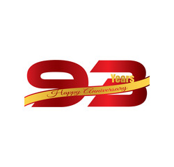 93 happy anniversary red golden ribbon