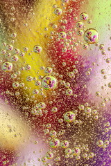 Oil drops on a water surface