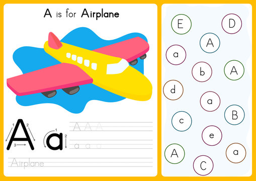 Alphabet A-Z Tracing and puzzle Worksheet,  Exercises for kids - illustration and vector - A4 paper ready to print
