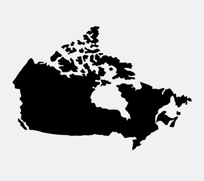 Canada island map silhouette. Good use for symbol, logo, web icon, mascot, sign, or any design you want. Easy to use.
