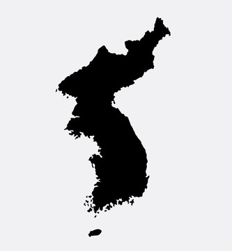 Korea Island Map Silhouette. Good Use For Symbol, Logo, Web Icon, Mascot, Sticker, Sign, Or Any Design You Want. Easy To Use.