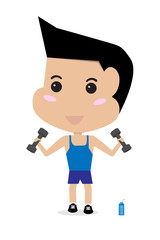 young healthy boy weight trainning