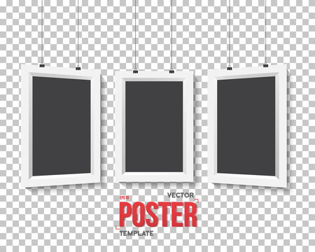 Illustration of Vector Poster Frame Mockup Set. Realistic EPS10 Vector Paper Poster Set Isolated on PS Style Transparent Background