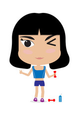 young healthy girl weight training