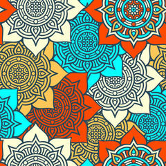 Ethnic floral seamless pattern