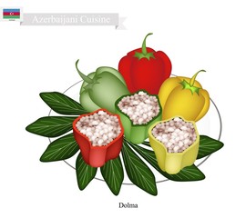 Dolma or Azerbaijani Stuffed Meat in Bell Peppers