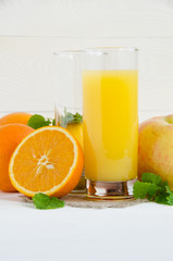 glass orange juice mint apple lemon