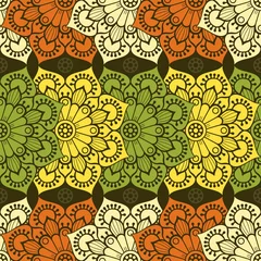 Foto auf Alu-Dibond Ethnic floral seamless pattern © visnezh