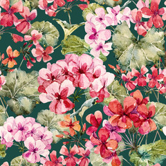 Watercolor geranium pattern