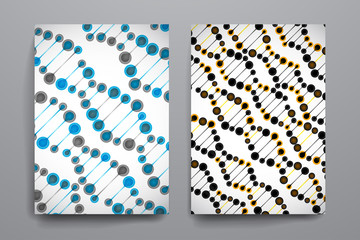 Set of brochure, poster design templates in DNA molecule style