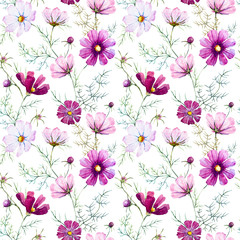 Watercolor wild flowers pattern