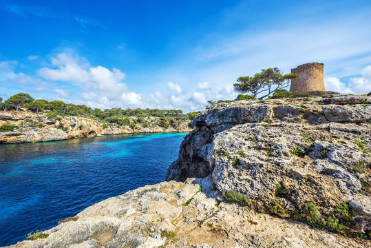 Torre de Cala Pi, medieval watchtower on the coast of Cala Pi