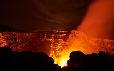 wide crater of volcano - obrazy, fototapety, plakaty