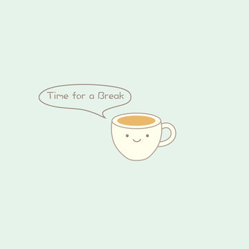 Cute coffee cup vector design illustration.