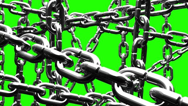 Silver Chains Abstract On Green Chroma Key.
Loop Able.