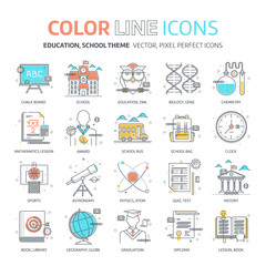 Color line, education, school illustrations