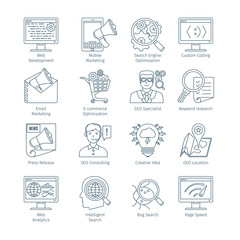 Modern SEO Thin Line Icons