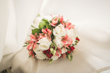 Wonderful luxury wedding bouquet of different flowers