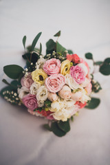 Wonderful luxury wedding bouquet of different flowers