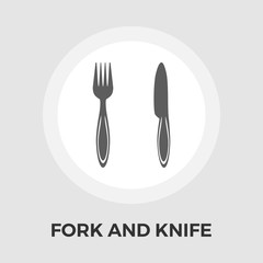 Knife and fork vector flat icon