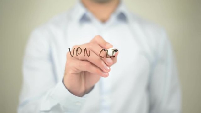 VPN Client Computer, writing on transparent screen