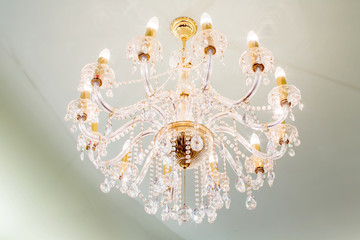 chandelier in classicroom shining