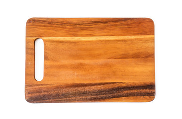 Wooden chopping board isolated on white background