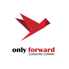 Logo forward consulting company
Vector logo in the style of origami birds red that flies forward for companies and design
