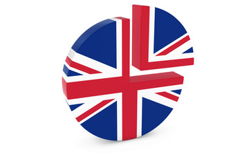 UK Flag Pie Chart - Flag of the United Kingdom  Quarter Graph 3D Illustration