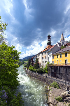 Historisches Murufer in Murau, Obersteiermark, &Ouml;sterreich