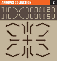 Brown arrow with vintage style, arrow collection, arrow set, traffic arrow, vector stock.