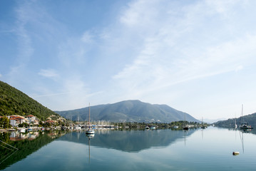 Fototapeta na wymiar Greece. Yachts in a bay at the island of Corfu.