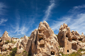 Rocks with caves in Cappadocia