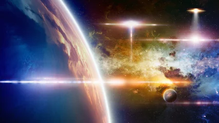 Foto op Plexiglas UFO nadert op planeet Aarde © IgorZh