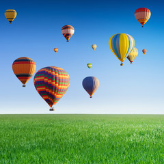 Obraz premium Flying hot air balloons