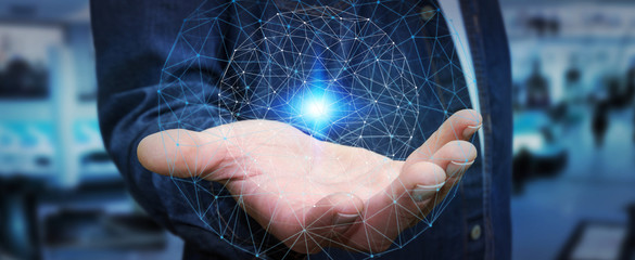 Businessman using data network