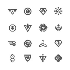 Superheroes vector badges. Protect and power superhero logo templates © MicroOne