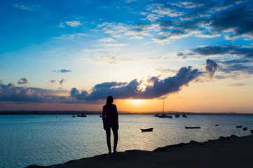 Fototapeta premium Beautiful sunset in the Peninsula area, one of the newest regions in the city of Dar es Salaam, Tanzania, Africa.