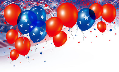 Balloons on fireworks background